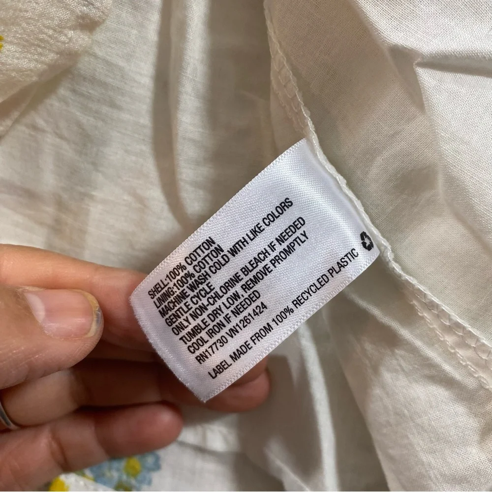 Wild Fable Dress Floral Mini A line full pleated White Yellow Dress Women’s LG - Picture 3 of 10